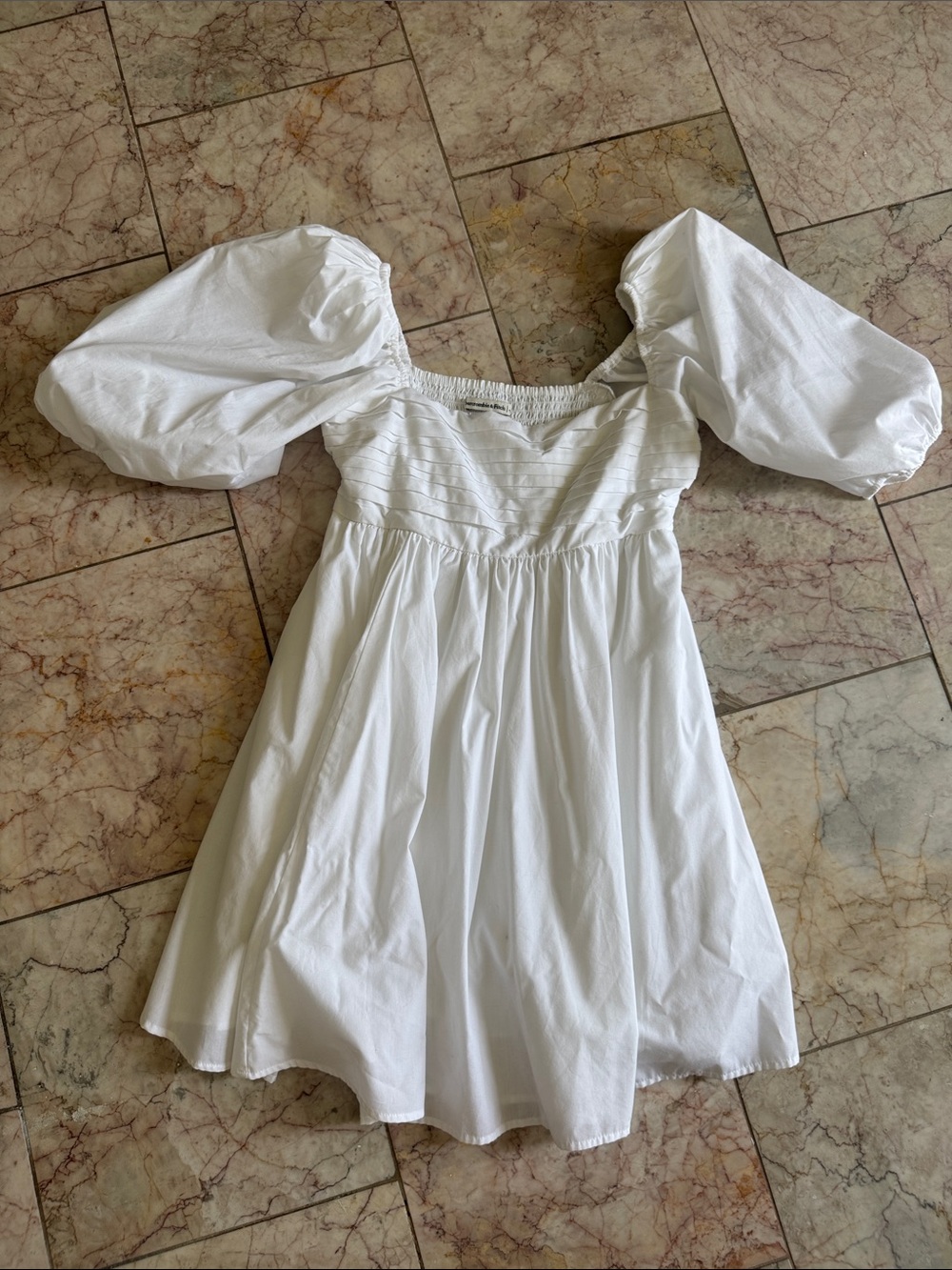 White Puff-Sleeve A&F Dress